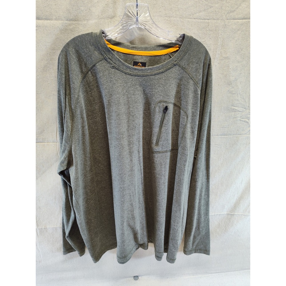 Ridgecut Toughwear Mens 3XL Green Heather Long Sleeve Zip Pocket Performance Tee